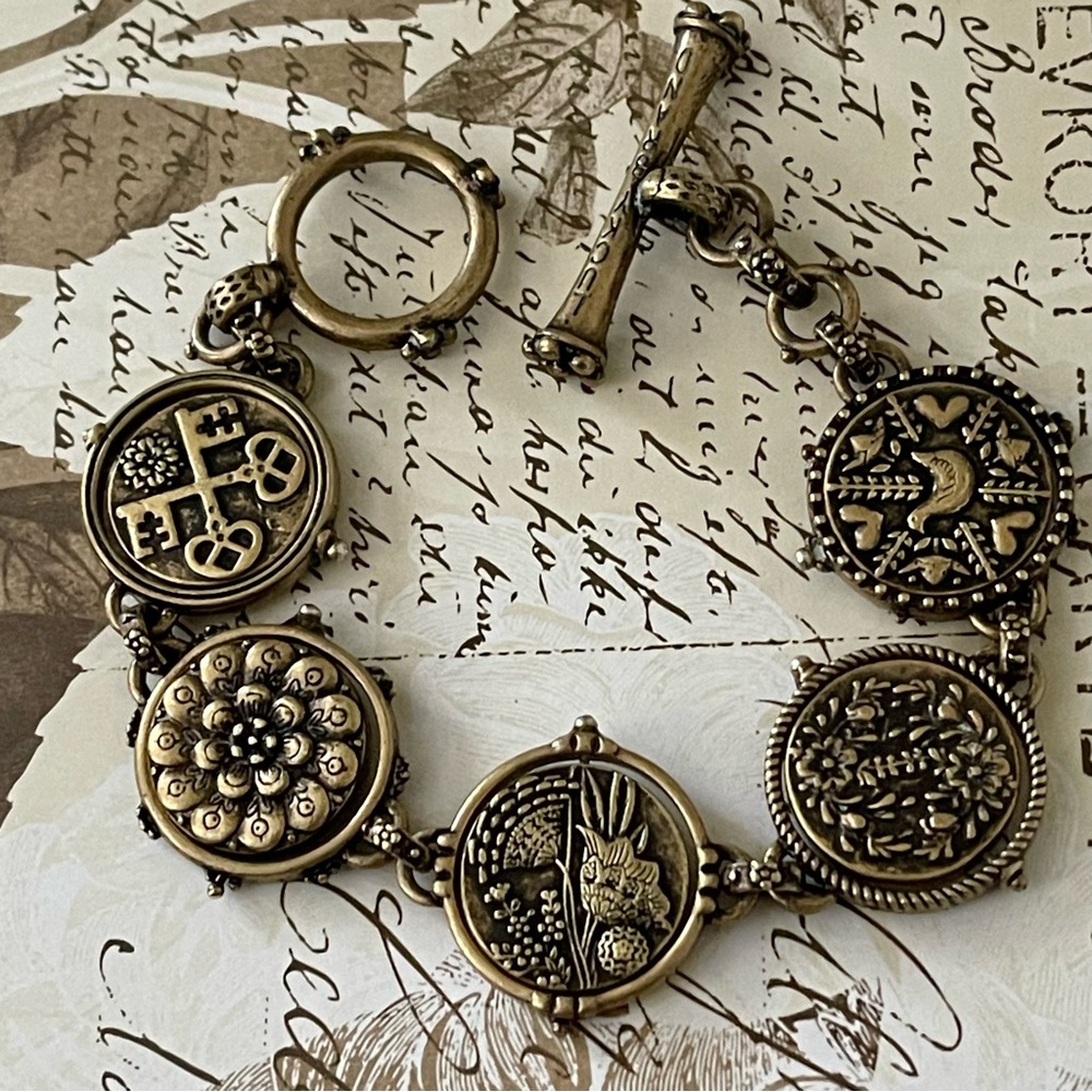 Lucky Brand Antique Bronze Swivel Coin Toggle Bracelet